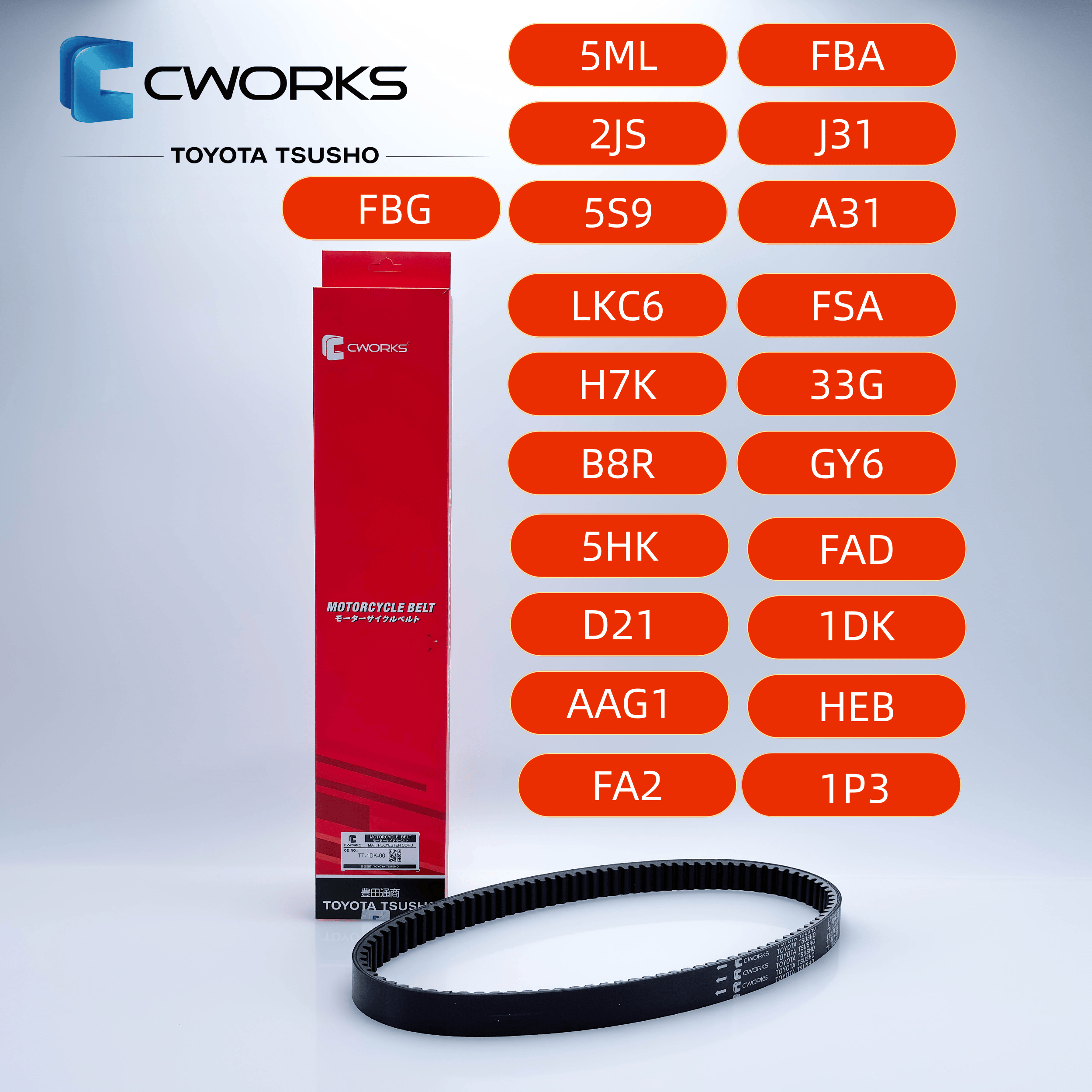【TOYOTA TSUSHO CWORKS 豐田通商】高效能機車傳動皮帶 - 規格齊全 (台灣熱門車系專用)